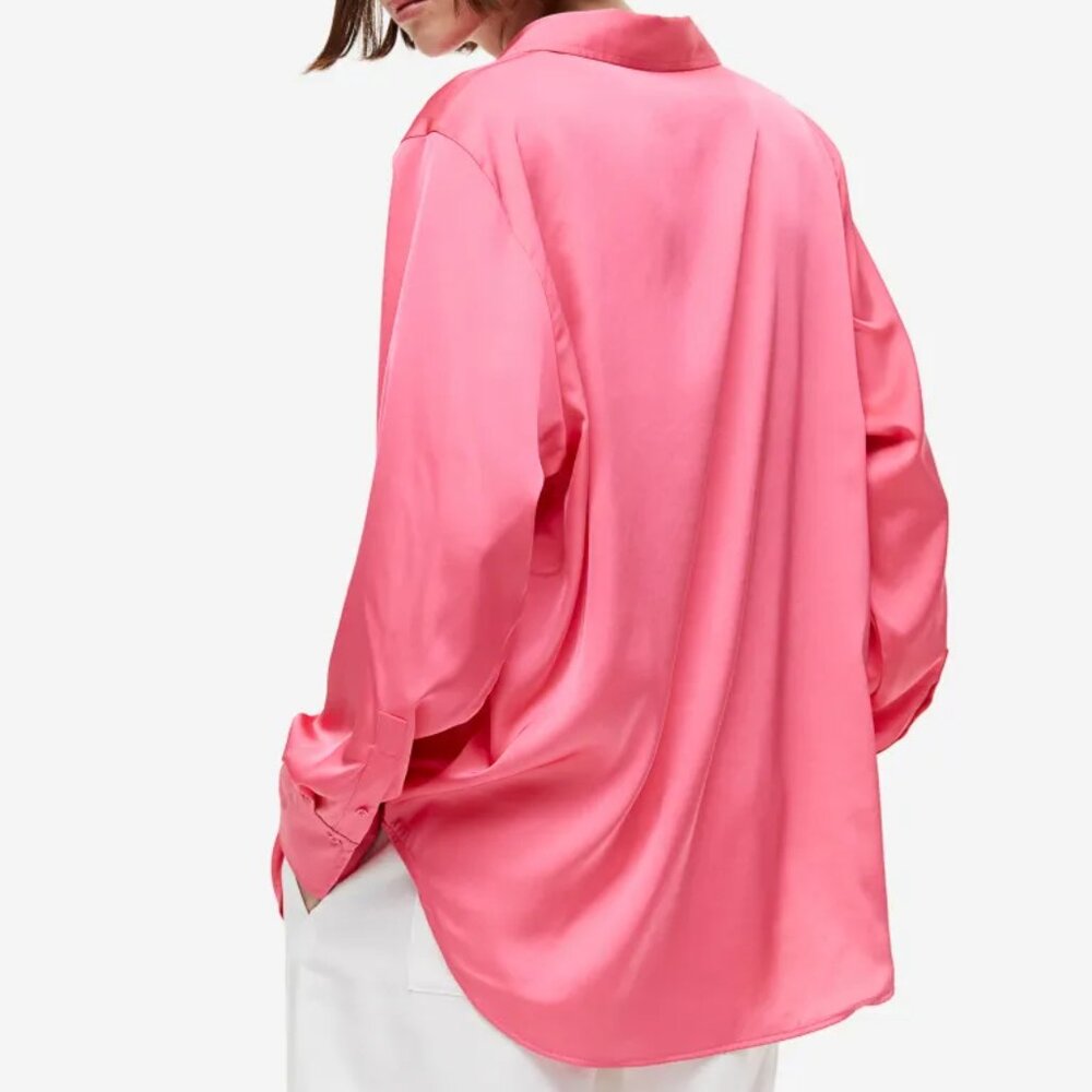 H&M Pink V-neck Blouse/NWT/M - Picture 4 of 13